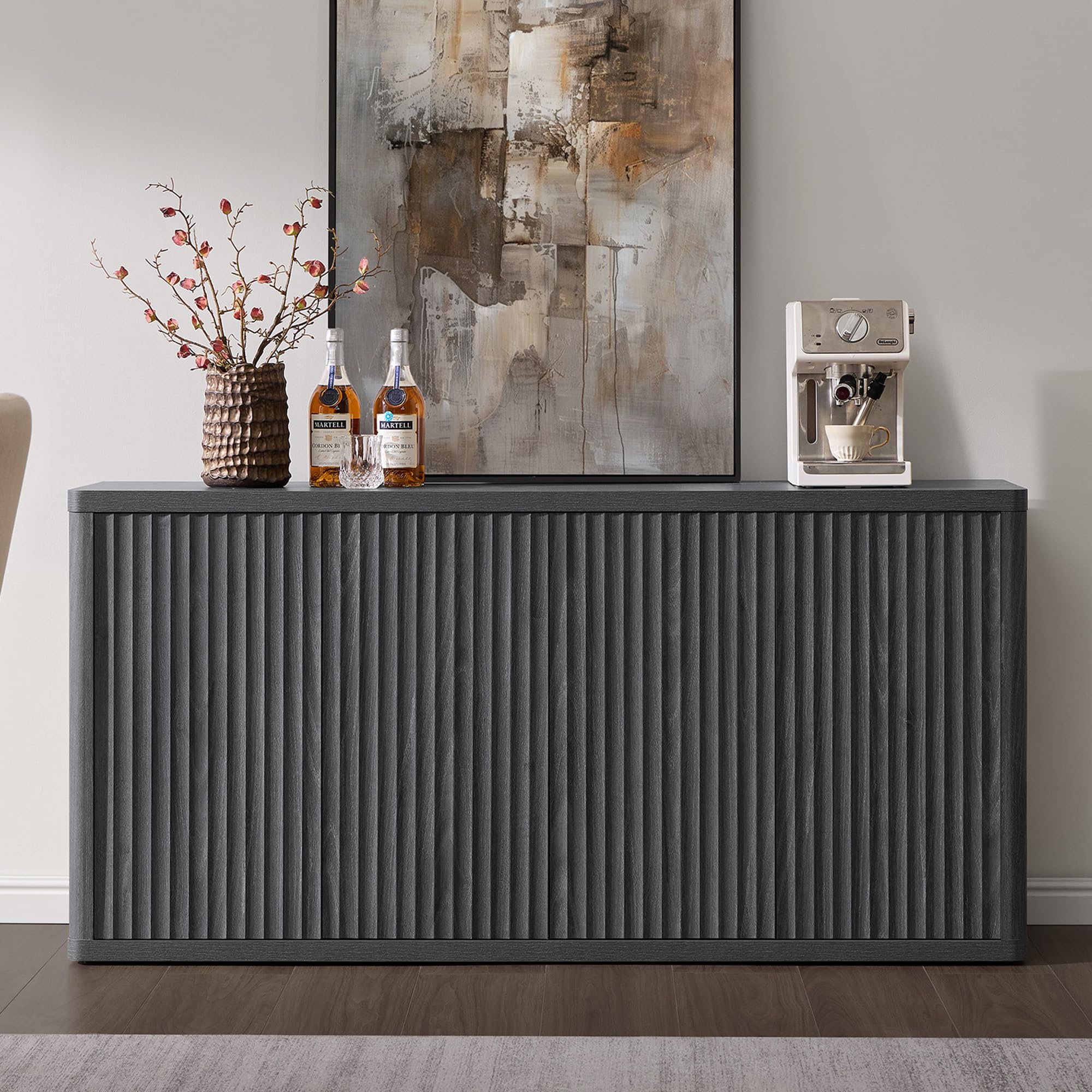 65-Inch TV Stand with Storage - Modern Fluted Entertainment Center