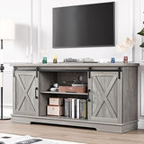 Farmhouse TV Stand for 65 Inch TV, Entertainment Center with Storage and Sliding Barn