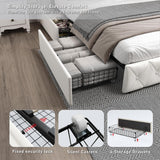 Full Size Bed Frame with Storage - Bed Frame Full with 4 Drawers on Wheel Fast Charging