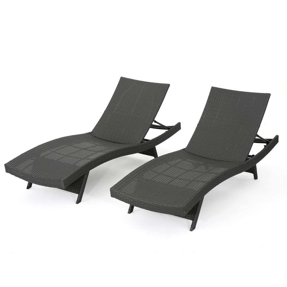 Salem Outdoor Wicker Chaise Lounge Chairs, 2-Pcs Set, Grey