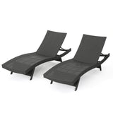 Salem Outdoor Wicker Chaise Lounge Chairs, 2-Pcs Set, Grey