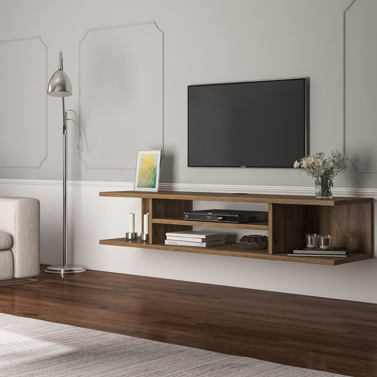 Pivot 47'' Modern Floating TV Stand Shelf Media Console Floating Entertainment