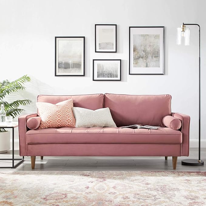 EEI-3764-PNK Valour Performance Velvet Sofa, Pink