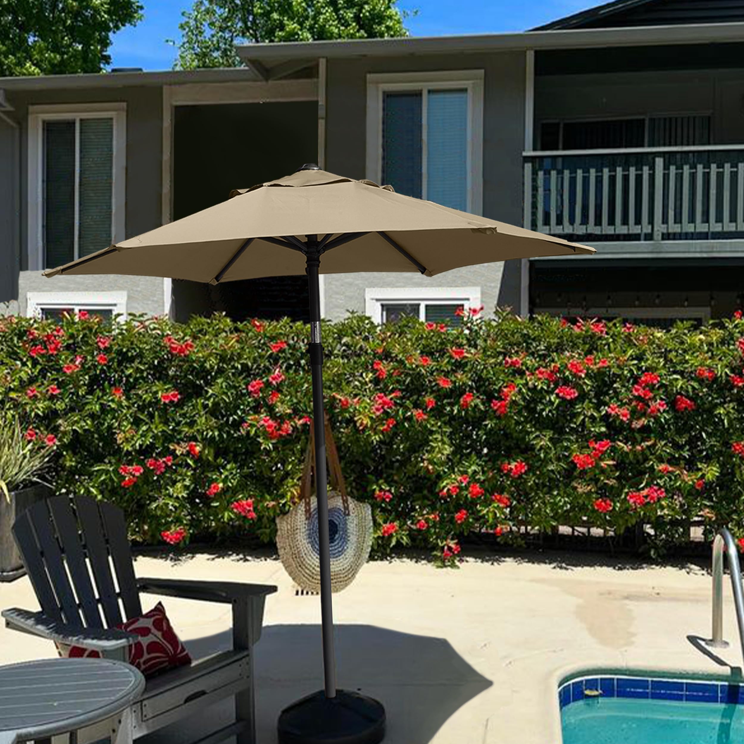 5.8ft Patio Umbrella Outdoor Table Umbrellas with Push Button Tilt