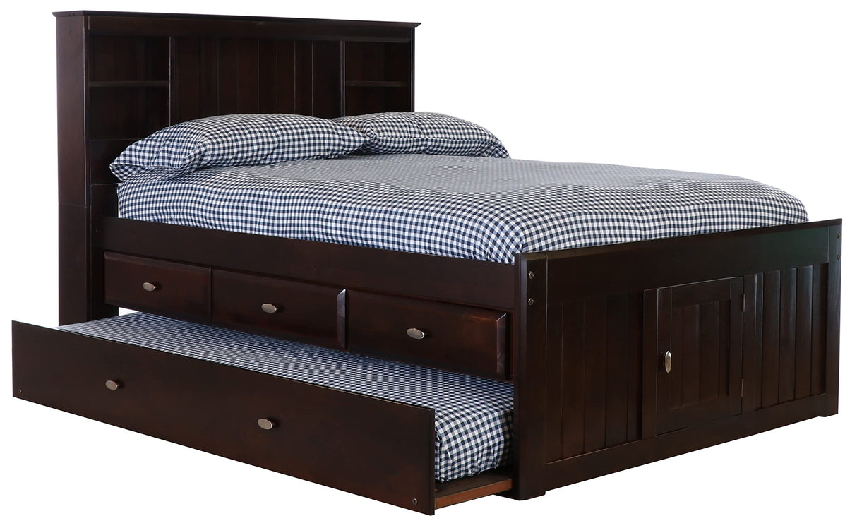 Model 82921K3-22 Full Size Bookcase Bed with Three Drawers and Twin Sized Trundle