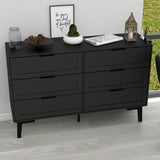 TaoHFE 6 Black Dresser for Bedroom Modern Black Chest of Drawers for Nursery Wood Dresser for Kids Horizontal Dressers & Chests of Drawers for Bedroom Living Room (Black/ 6 Drawer)