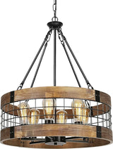 Farmhouse Rustic Chandelier Light Fixture, 4-Light Round Hanging Pendant