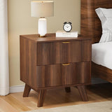 Nightstand, Modern Bedside Table with Drawers and Metal Handles, Sofa Side Table