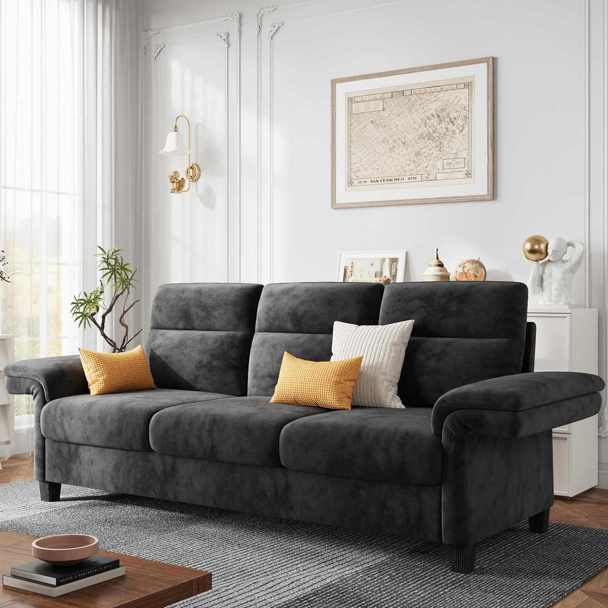 92 Inch Sofa, Comfy Lounge Couch with Adjustable armrests