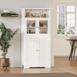 Bathroom Storage Cabinet, Bathroom Cabinet with Open Storage, Kitchen Pantry Cabinet with Doors, Bathroom Floor Cabinet, 23.6 x 11.8 x 50.4 Inches,