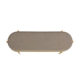 Modern Glam Upholstered Oval Entry Bench, 48 Inch, Taupe/Gold