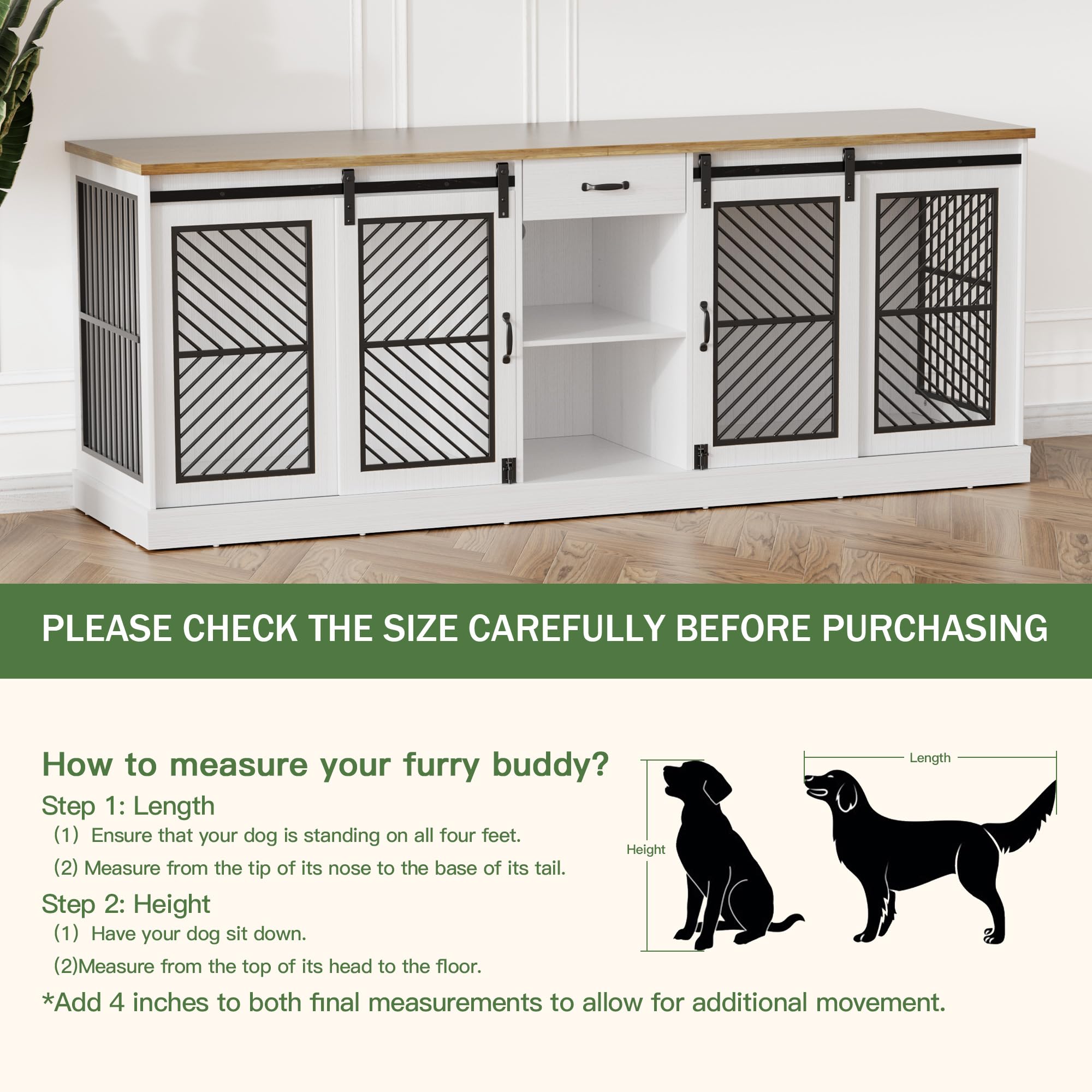 87" Double Dog Crate Furniture - Heavy Duty Indoor Kennel TV Stand