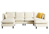 118" U-Shaped Modular Sectional Sofa, Convertible Sleeper Sofa with Ottoman