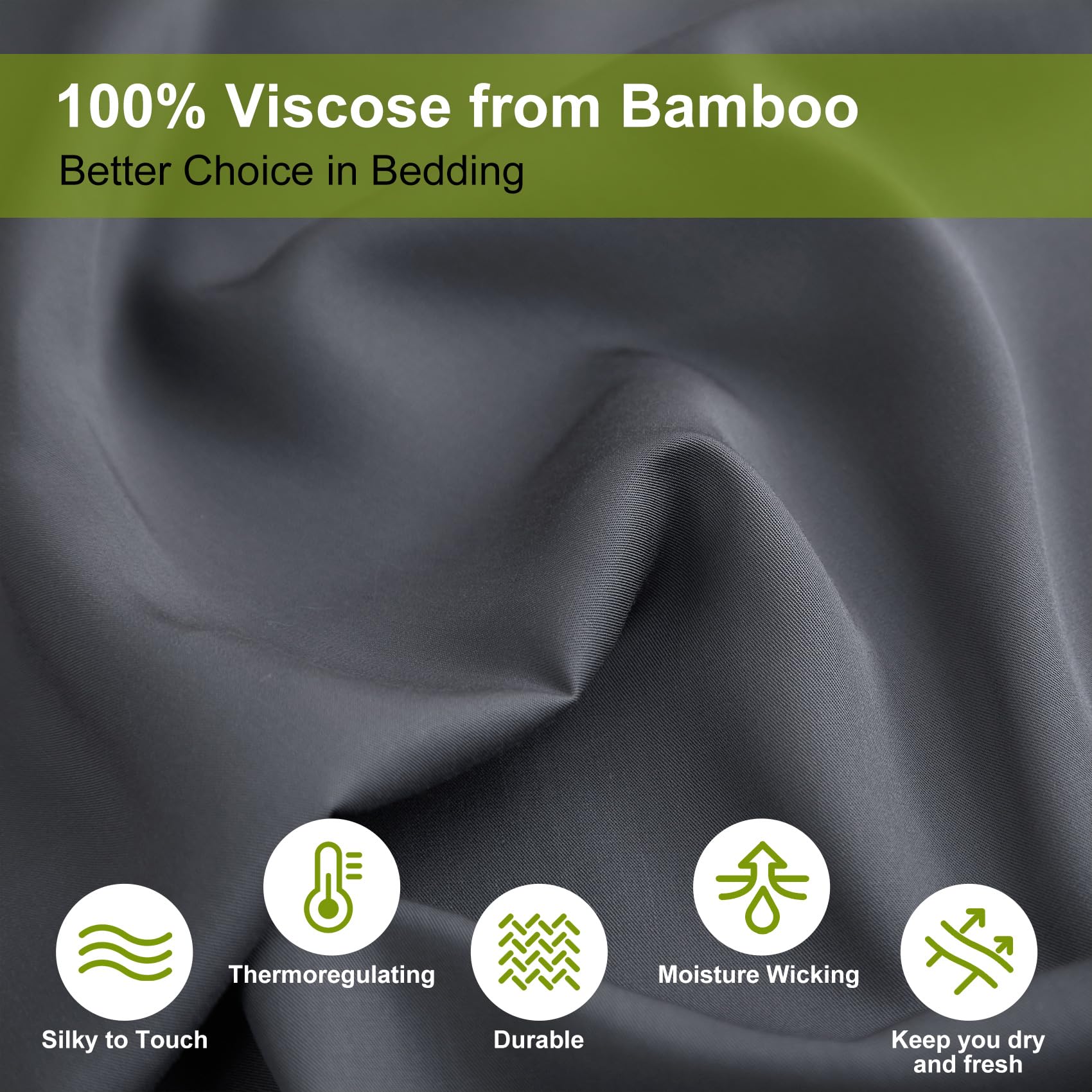 Deep Pocket King Sheets, Rayon Derived from Bamboo, Extra Deep Pocket up to 18"-24",