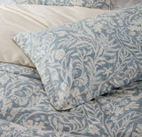 Duvet Cover Queen Size, 600 Thread Count Cotton Beige & Bluish Grey Printed