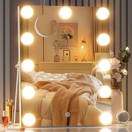 Vanity Mirror with Lights and Bluetooth Speaker, 11" x 14" Hollywood Mirror, Makeup Mirror