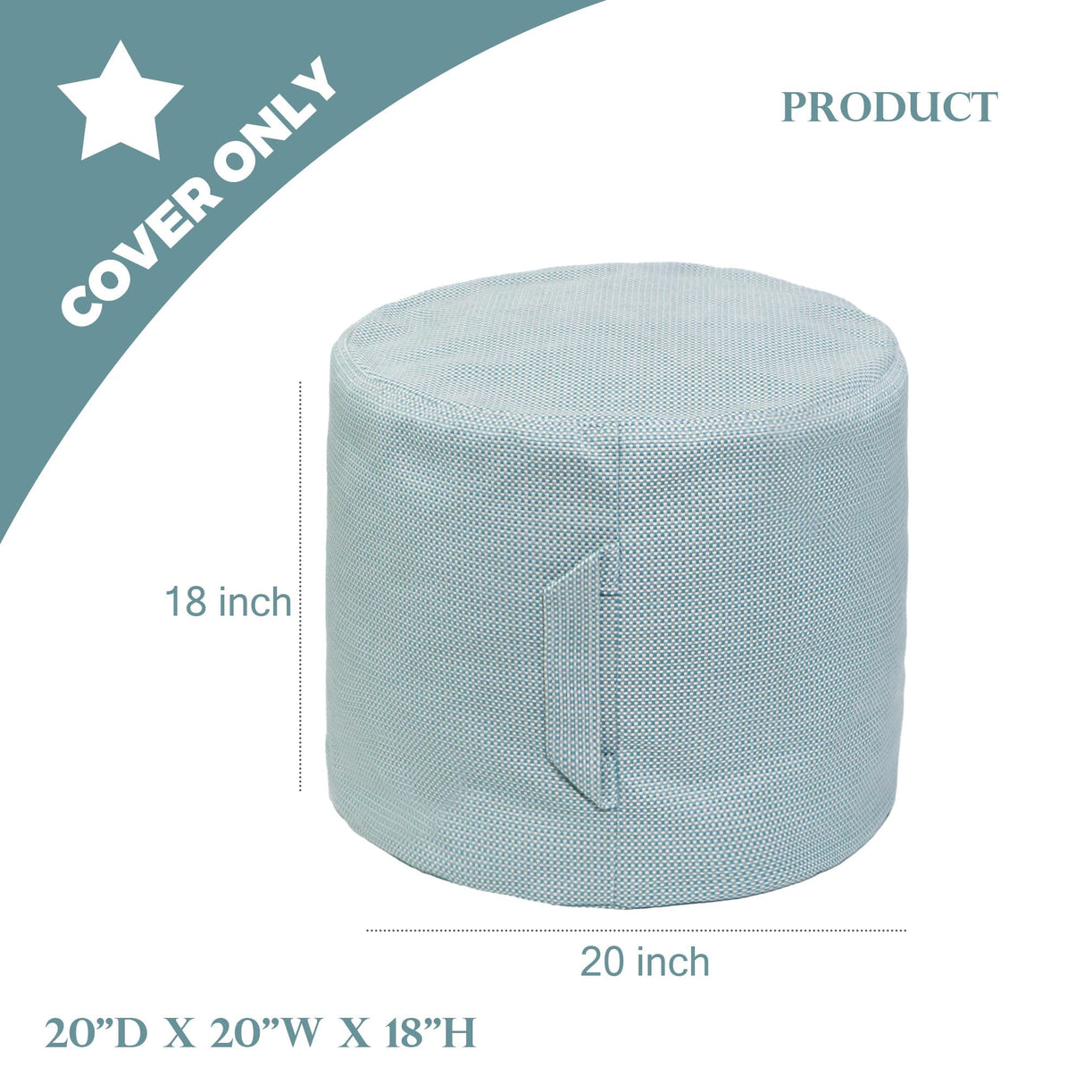 Modern Bohemian Cylindrical Pouf Cover- 18x20 inches Unstuffed Round Ottoman