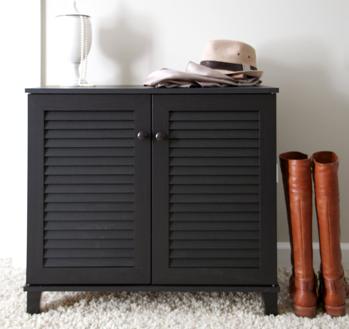 FP-01LV-Espresso Studio Coolidge Shoe-Storage Cabinet, Espresso 14.5Lx29.625Wx27.5