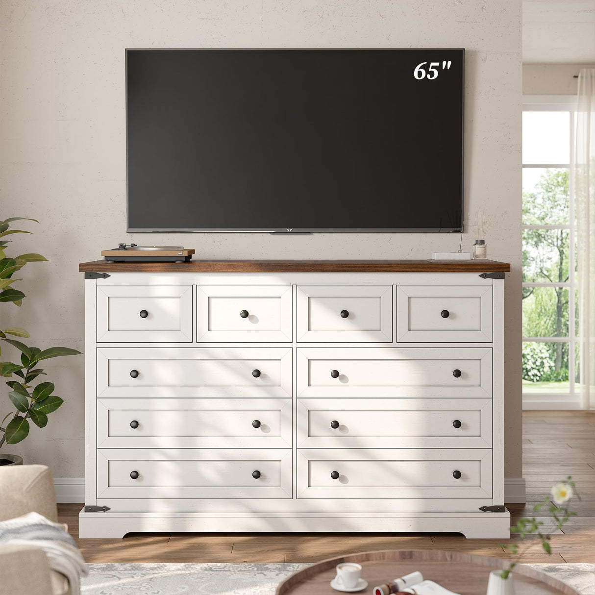 White Dresser,10 Drawer Dresser for Bedroom, 55" Wide Dressers & Chest of Drawers for