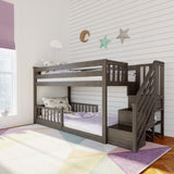 Low Bunk with Stairs and Two Guard Rails, Clay