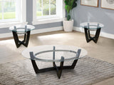 Contemporary Oval 3-Piece Occasional Table Set includes Glass Coffee Table