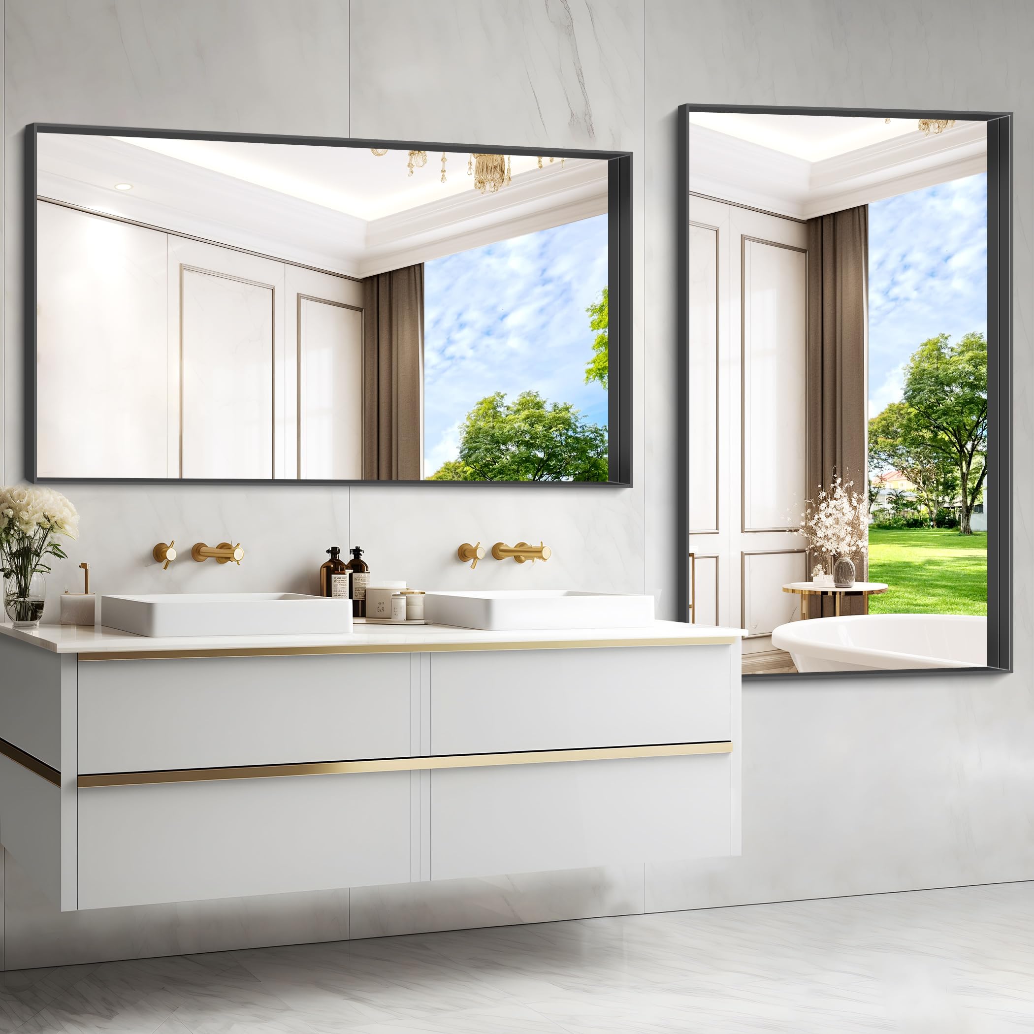 Bathroom Mirror,Black Rectangle Mirror
