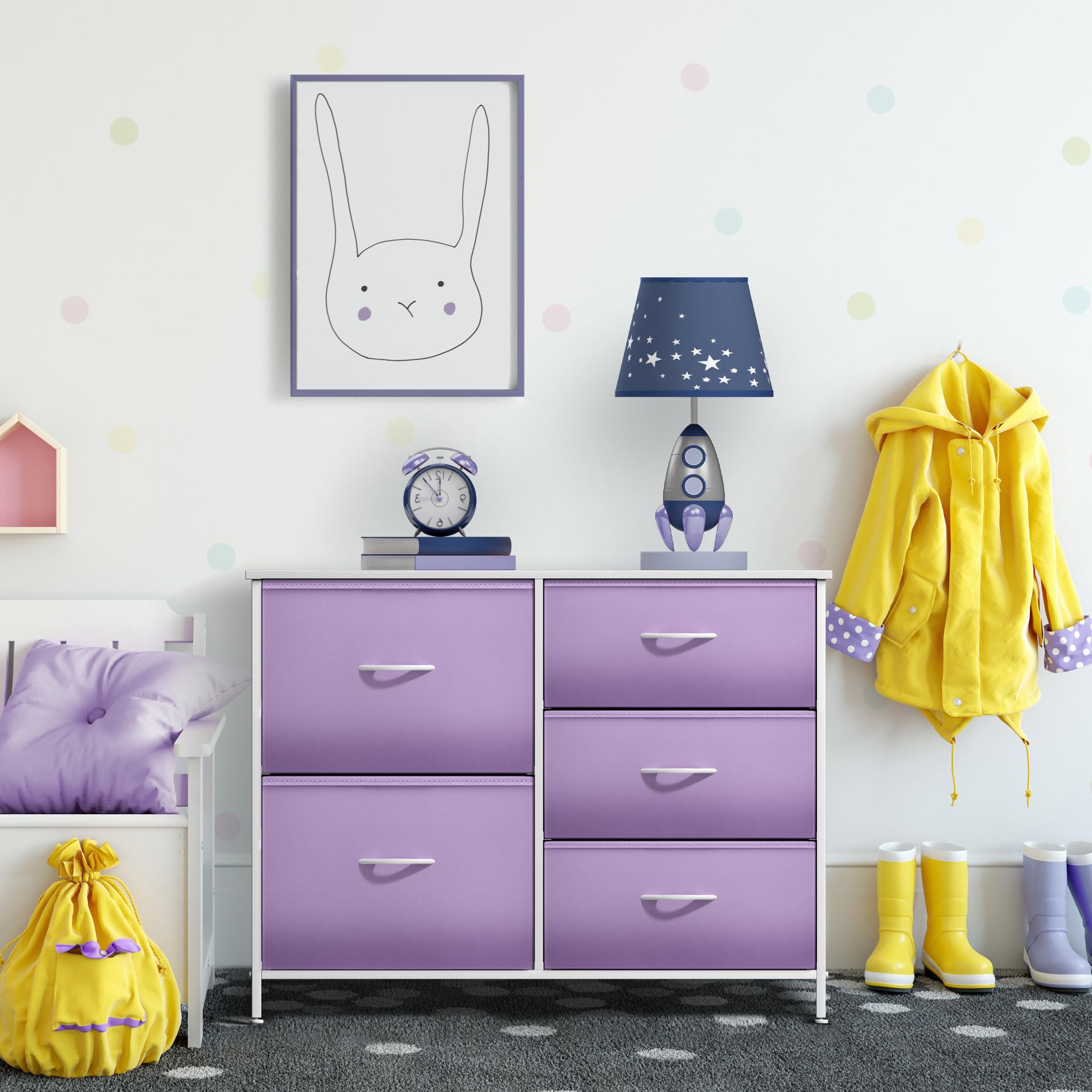Kids Dresser with 5 Drawers - Storage Chest Organizer Unit