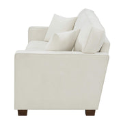 Furnishings Russell 3 Seater Sofa with 2 Pillows and Coffee Finished Legs, Ivory