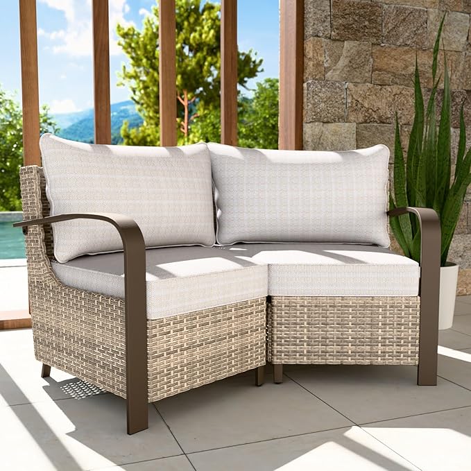 Coastal Vista Patio Outdoor Wicker Love Seat with Deep Seating