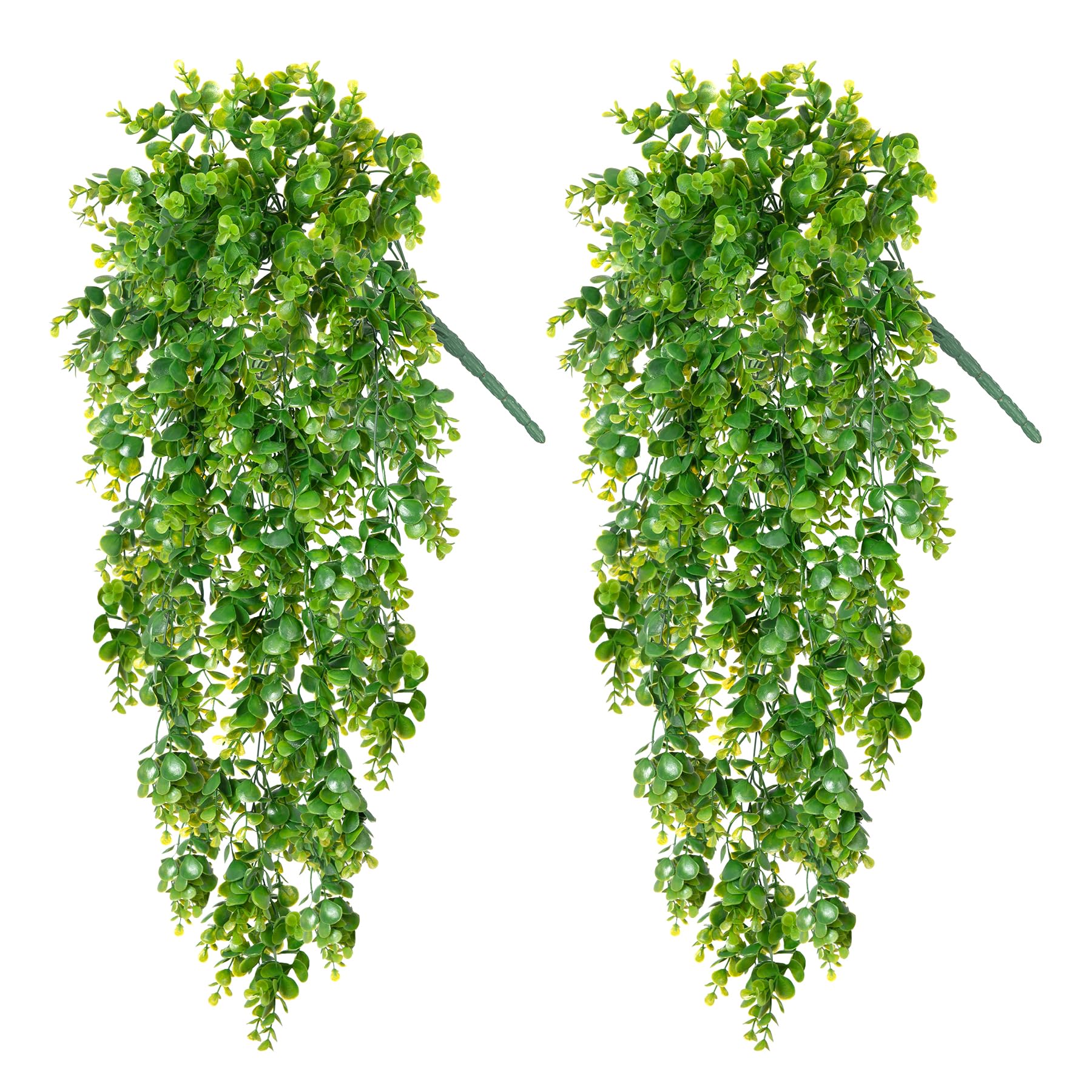 Fake Hanging Plants, 2pcs Lifelike Artificial Eucalyptus Greenery for Spring Summer