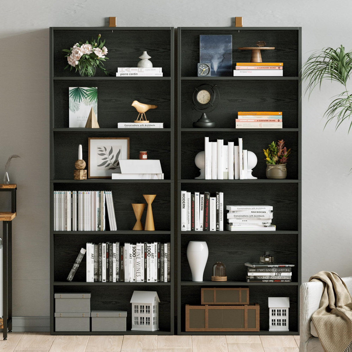 IRONCK Bookshelves and Bookcases Set of 2 Floor Standing 6 Tiers Display Storage Shelves 70 in Tall Bookcase Home Decor Furniture for Home Office, Living Room, Bed Room