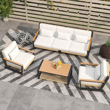 Sofa Set with PE Rope Weaving, 500lbs Capacity Outdoor Conversation Set