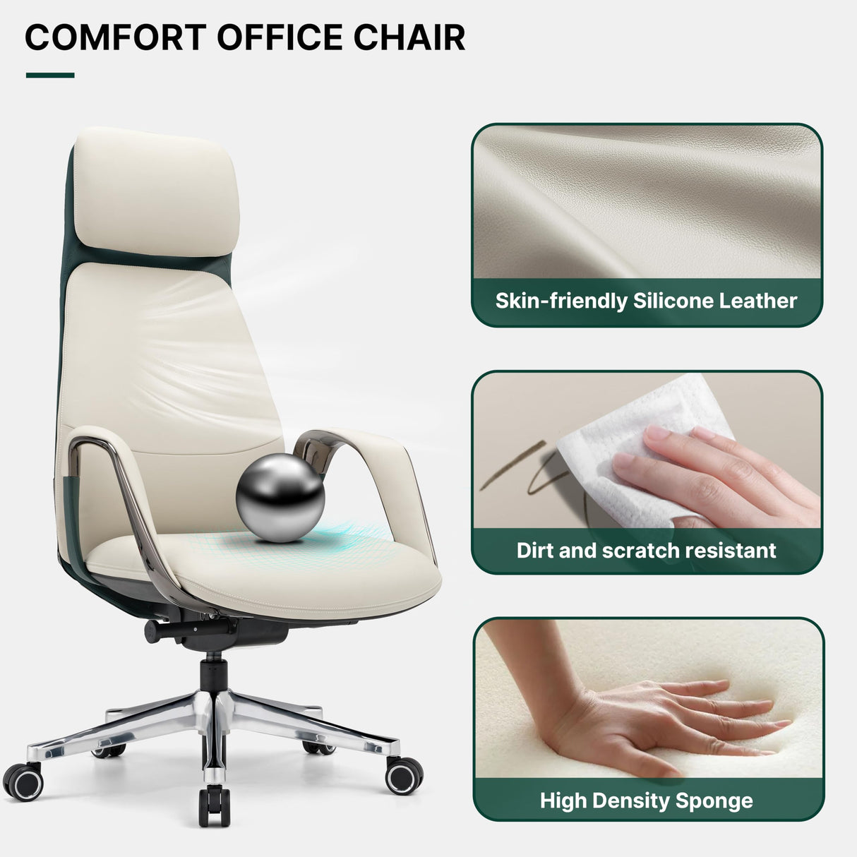 Genuine Leather Office Chair Ergonomic Executive Chair, Modern Office