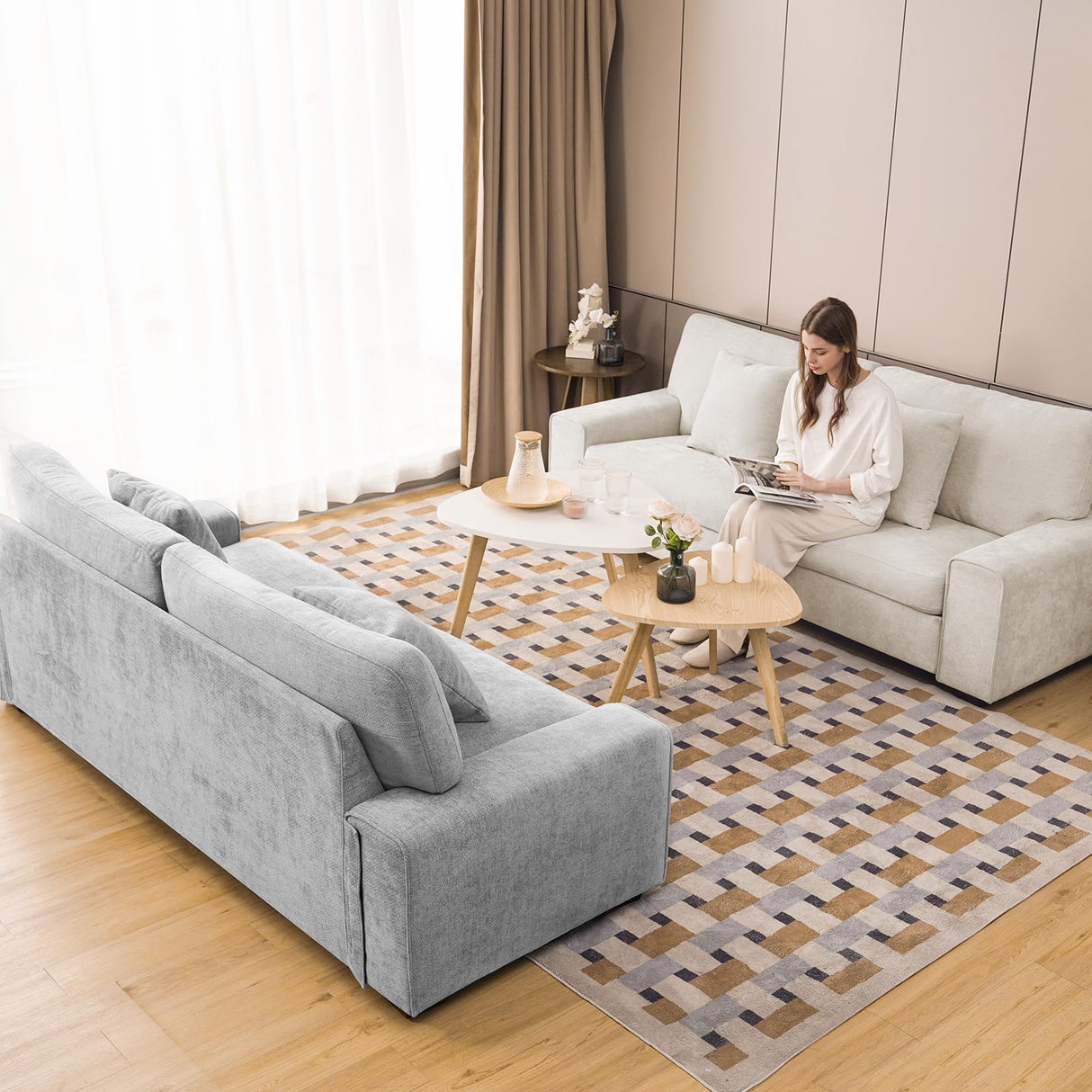 Modern Living Room Chenille Recliner Sofa Small Sofa,loveseat Sofa,Removable Sofa