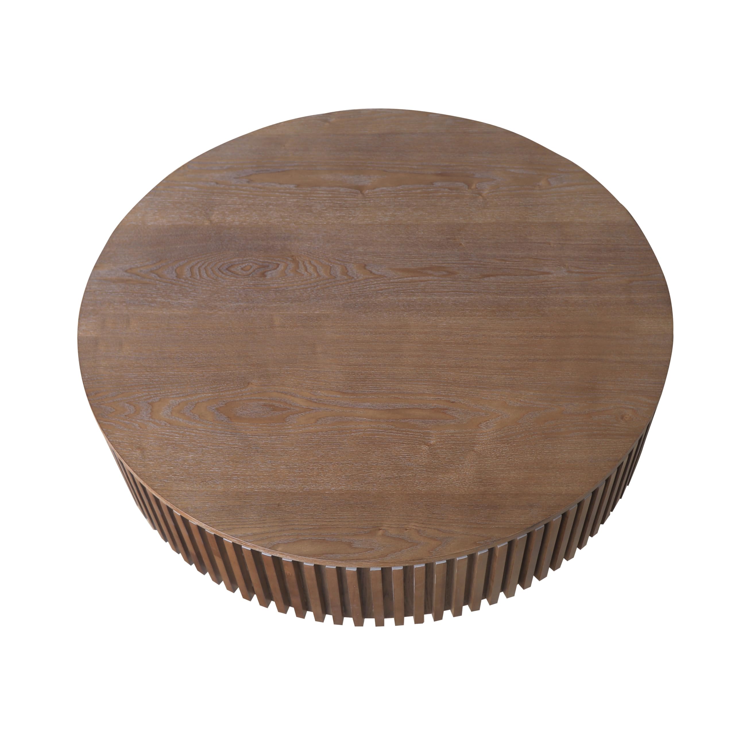 39.37'' Natural Coffee Table Modern Handcraft Drum Round Circle Wooden Solid Wood