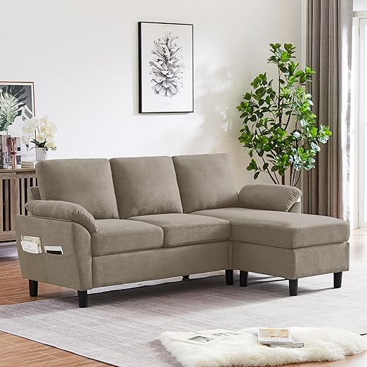 79" Convertible Sectional Sofa, Small L Shaped 3 Seat Couch