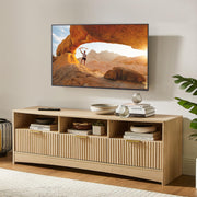 Fluted TV Stand for 50-65" TVs with Drawers and Open Shelf