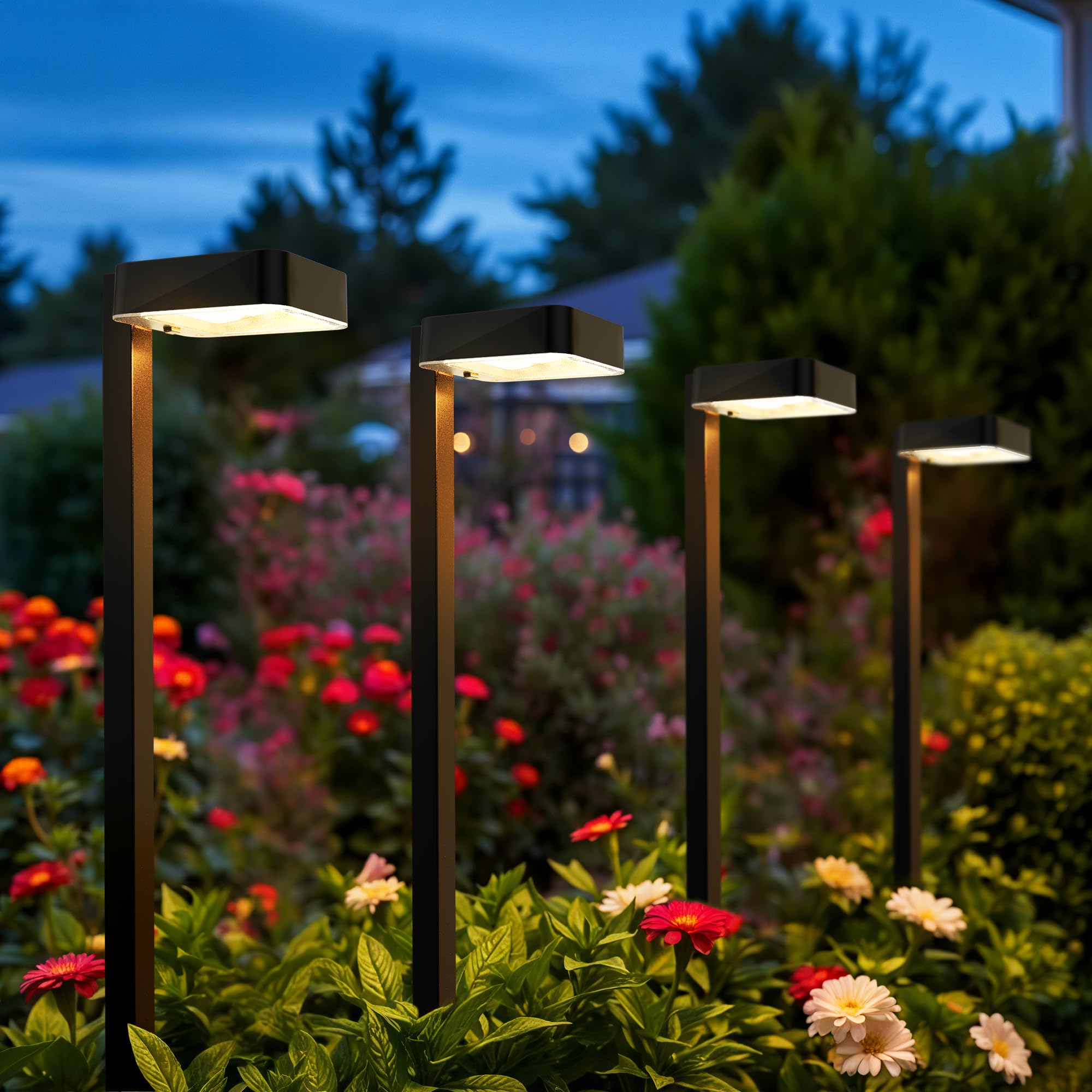 Solar Pathway Lights Outdoor,6 Pack Bright Modern Solar Lights Waterproof