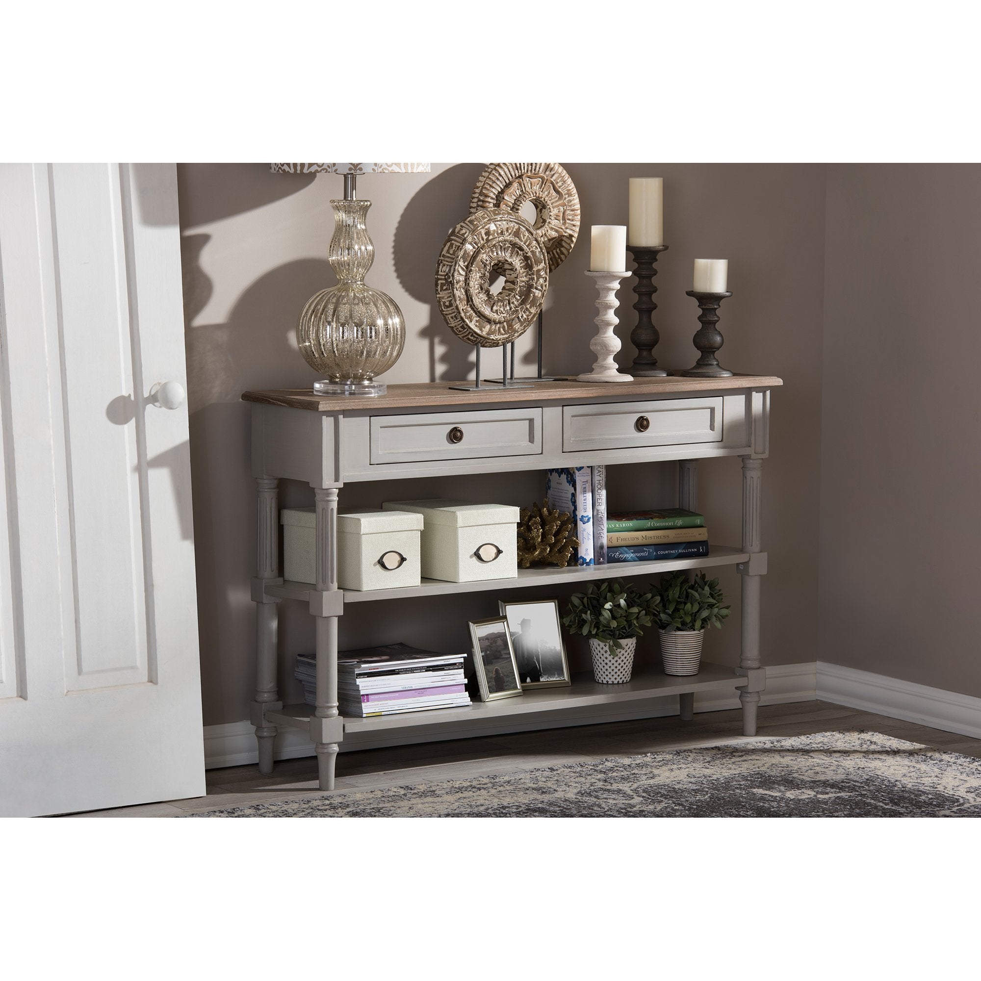 EDD9VM/M-B-W1 Console Table, White Wash