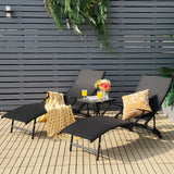 Set of 2 Patio Chaise Lounge Chairs with 5-Level Adjustable Backrest