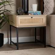 Caterina End Table, 1-Drawer, Natural Brown/Black