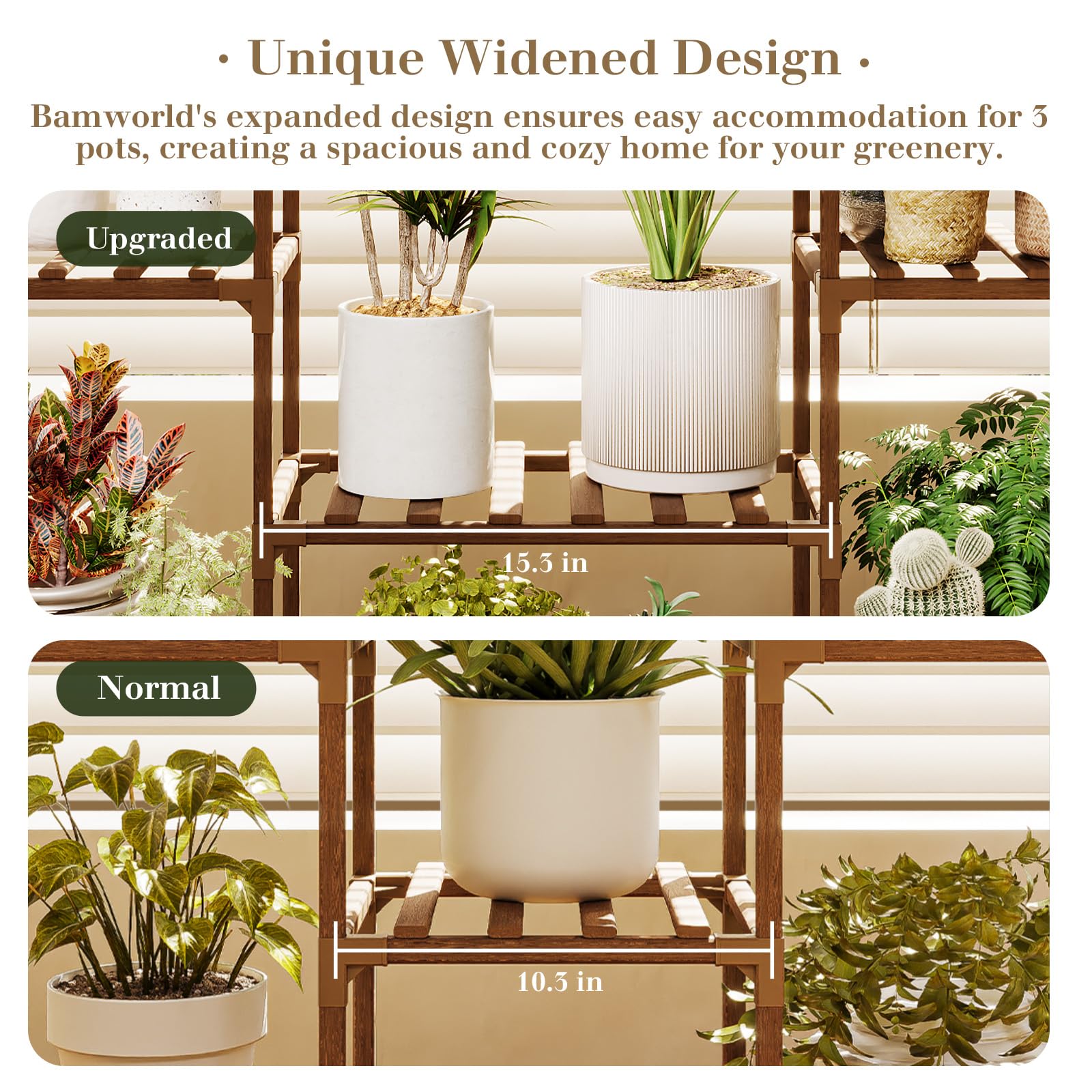EverBloom 62” XL Wooden Tall Multi-Tier Plant Stand