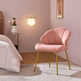 Velvet Accent Chair, Cute Vanity Chair with Shell-Shaped Backrest, Modern Armchair Side