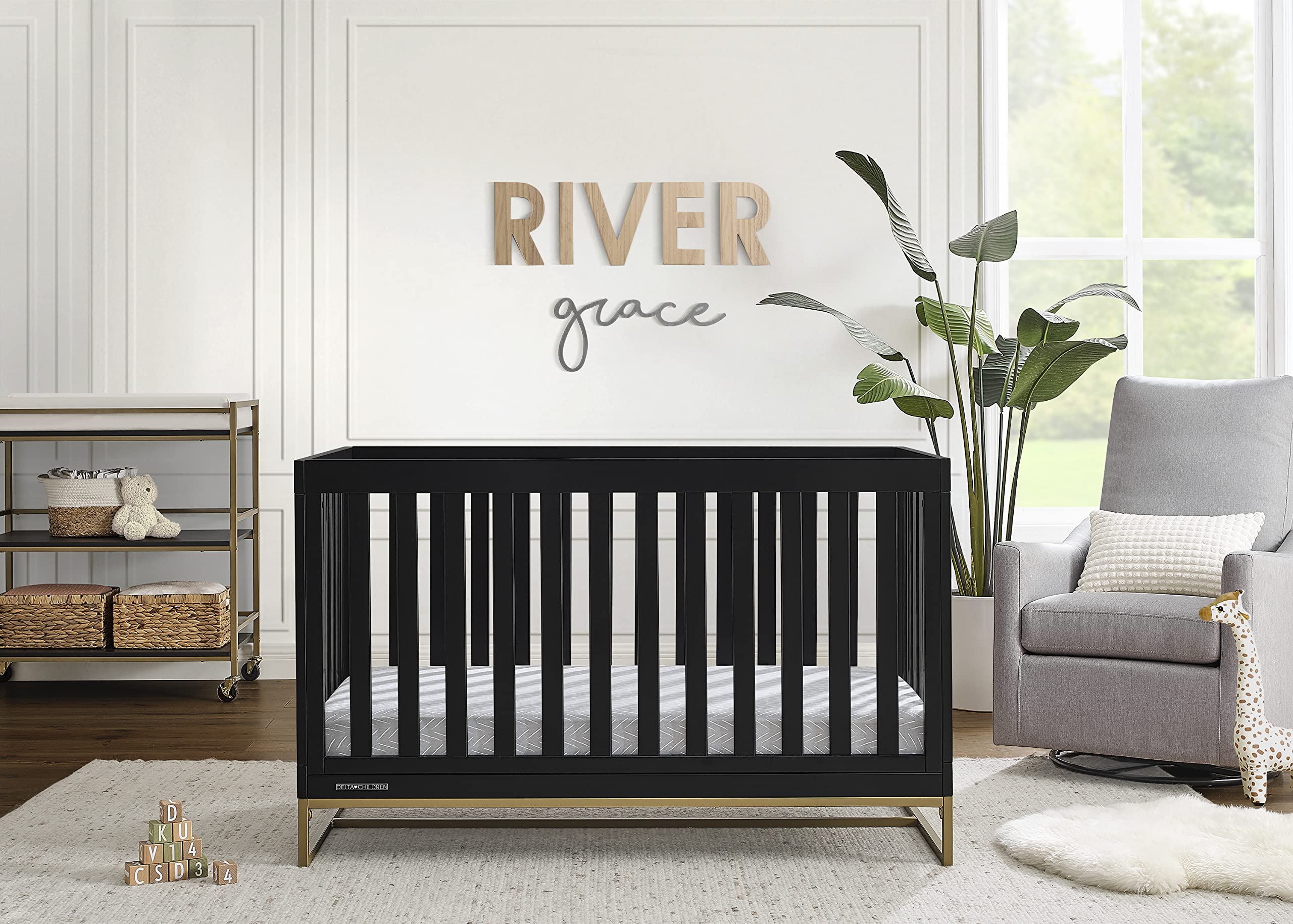 Jade 4-in-1 Convertible Crib - Greenguard Gold Certified, Ebony/Bronze