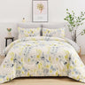 7 Pieces Floral Reversible Bed in a Bag Gold and Blue Leaves Bedding Set