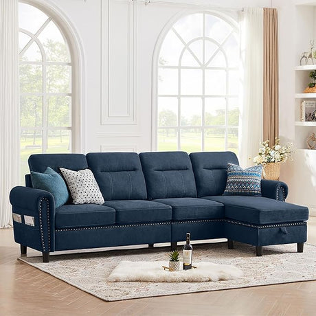 106" Convertible Sectional Sofa, L Shaped Couch with Storage Chaise and Side Pocket