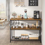 Kitchen Island with Wine Glass Holder, Industrial Wood and Metal Coffee Bar