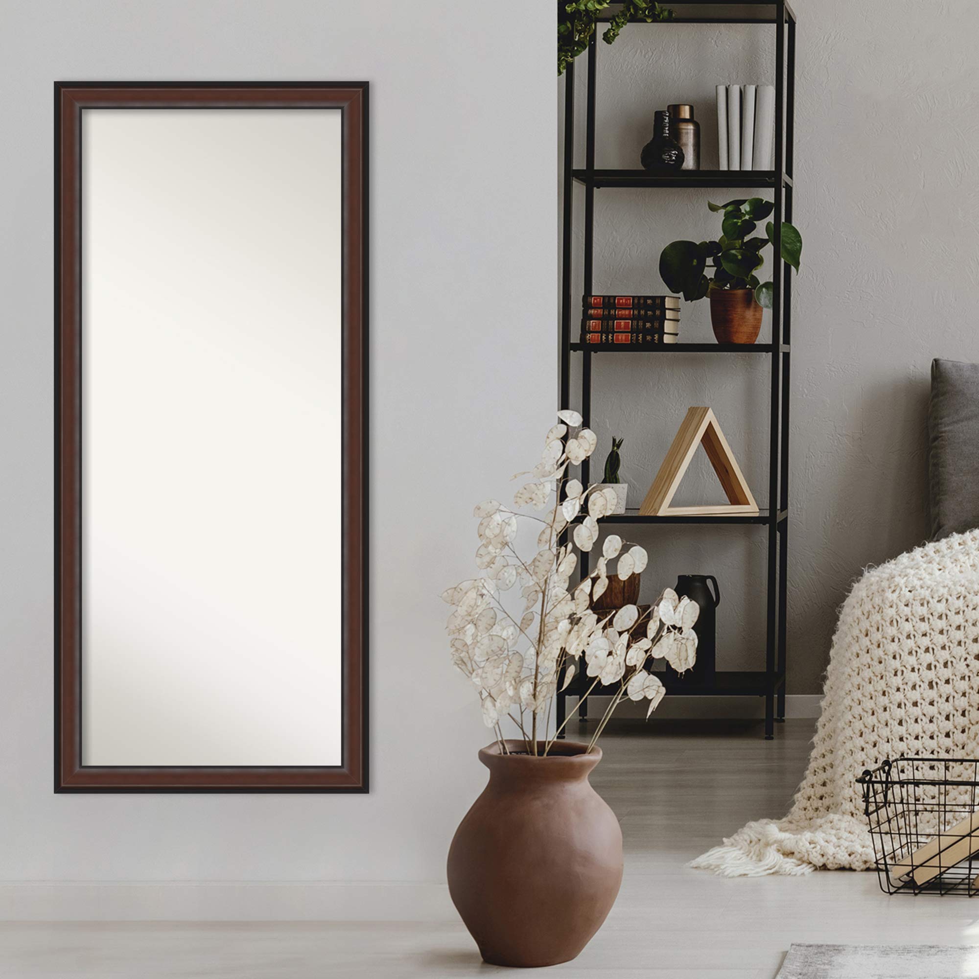 Wall Mirror Full Length Mirror  Full Body Mirror, Harvard Walnut Floor