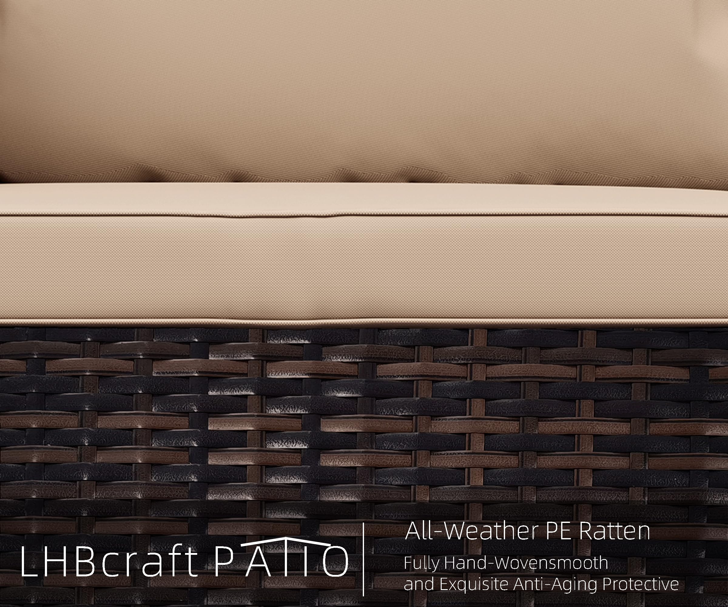 , Outdoor Furniture Patio Sectional Sofa, All Weather PE Rattan