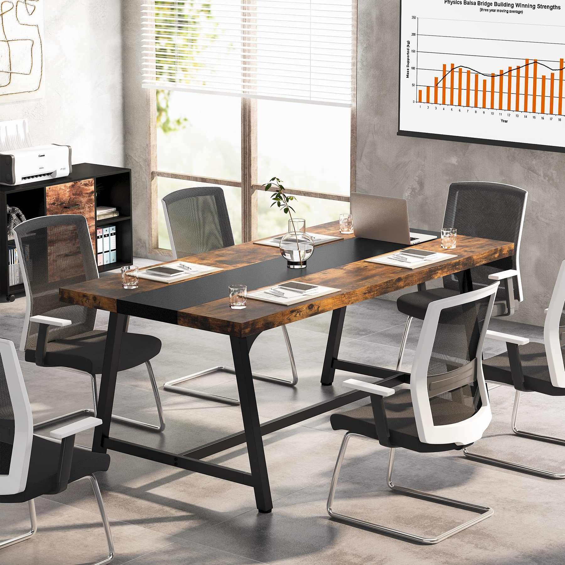 6FT Rectangle Conference Table, 70.87 Inches Long Meeting Table